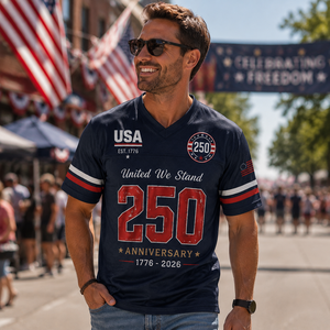 Camiseta de Fútbol Americano de Malla de Poliéster Estilo Vintage Personalizada con el Logotipo del 250 Aniversario de Estados Unidos - Product Image 1