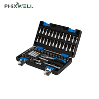 Ensemble d'outils de mécanicien 57 pièces, clé à cliquet de réparation automobile, kit d'outils de clé, jeu de douilles professionnel de haute qualité avec boîte à outils