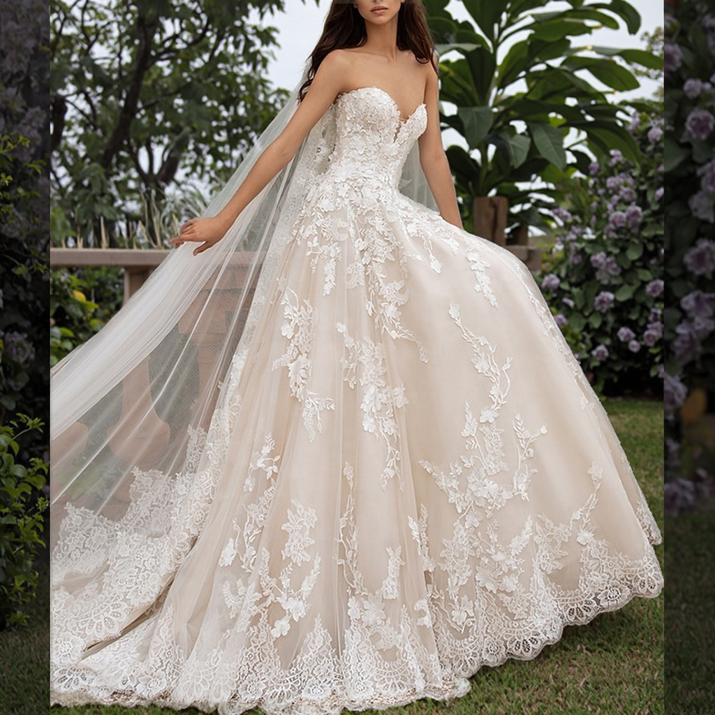 champagne wedding dresses Princess Long Sleeves Beaded Champagne Wedding Dress – FancyVestido