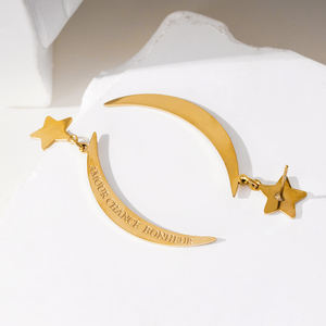 Orecchini pendenti in acciaio inossidabile placcato oro 18K da donna <span class=keywords><strong>Moonstar</strong></span> ciondolo a catena lunga con frangia delicata - Product Image 3