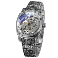 Montre-bracelet squelette automatique mécanique de luxe pour homme, marque célèbre Forsining, livraison rapide, cadran carré phase de lune