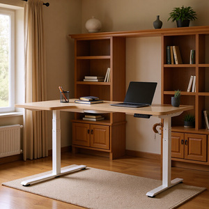 Corner Electric Height <b>Adjustable</b> L Shaped Desk 2A3S Dual Motor Frame Metal Powder Coated Home Office Workstation - Product Image 1