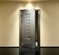 Revêtement de porte en PVC à pressage profond, panneau décoratif 3D gaufré pour entrée de villa ou maison de location, tôle d'acier laminée PVC