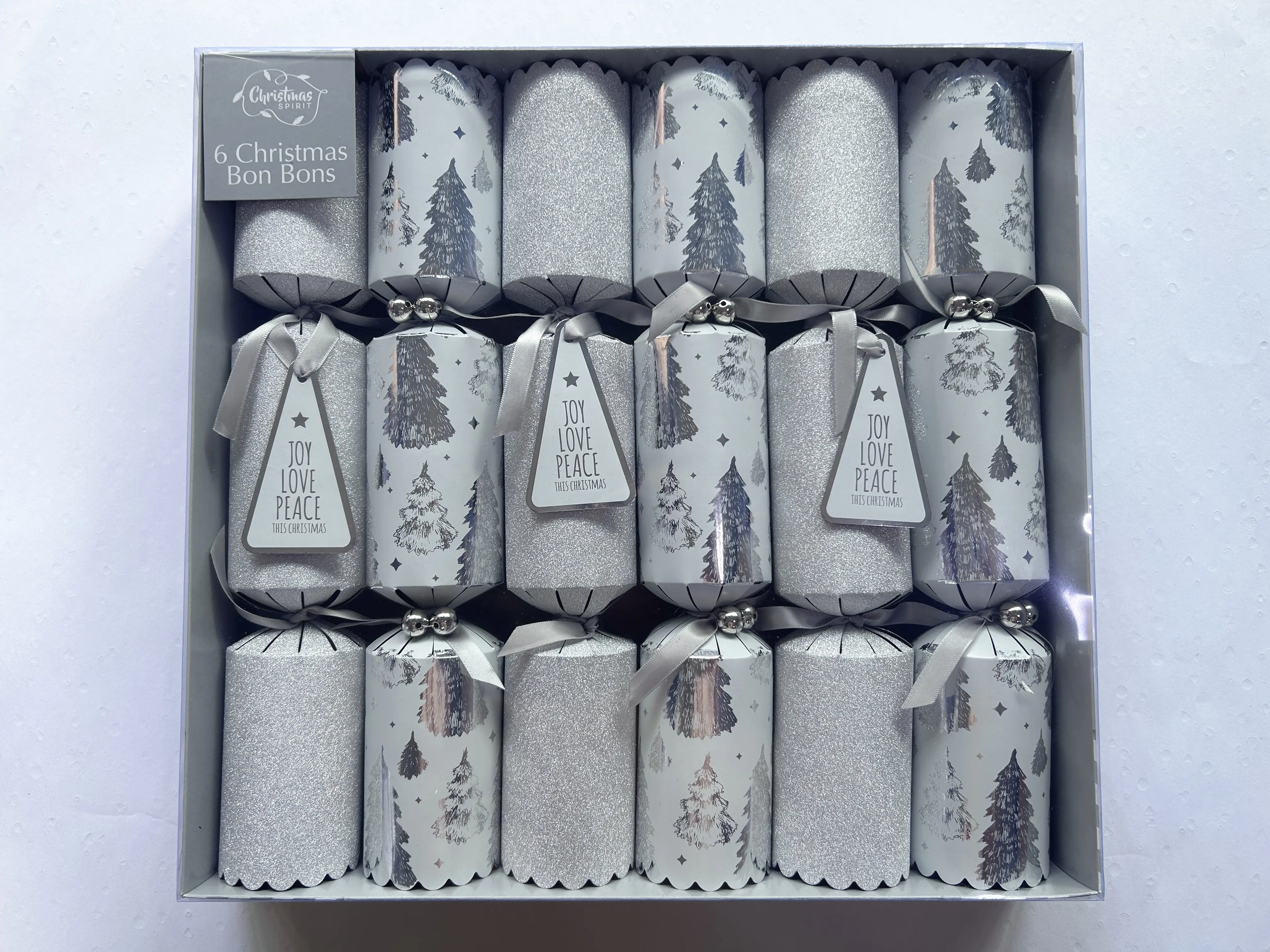 12-дюймовые блестящие Роскошные Серебристые подарки крекеры украшения для вечеринок пустые рождественские крекеры