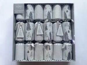 12インチキラキラ高級銀色のギフトクラッカーパーティーデコレーション空のクリスマスクラッカー