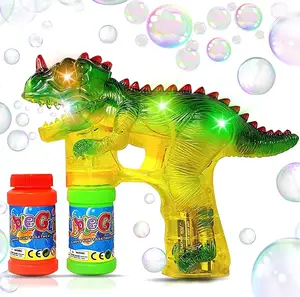 Toy Dinosaur Bubble Gun With Led Flash Light Up Sound And Soap Bubble Water