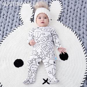 AustinBella/Boutique Tutina con Piedini per Neonato 0-3 6 9 <span class=keywords><strong>12</strong></span> fino a <span class=keywords><strong>18</strong></span> <span class=keywords><strong>Mesi</strong></span>, <span class=keywords><strong>Abbigliamento</strong></span> Autunno Inverno per Bambino 100% Cotone - Product Image 2