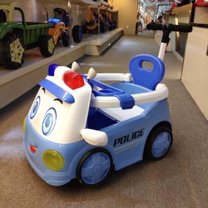 รถตำรวจฮงซี ของเล่นขี่ได้สำหรับเด็กอายุ 2-4 ปี รถยนต์ไฟฟ้าแบบเข็น สีฟ้าและชมพู รถการ์ตูนพลาสติก - Product Image 1