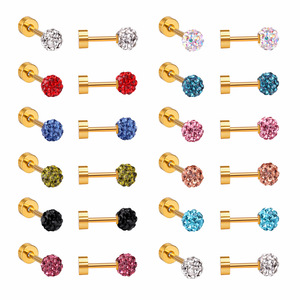 Stud Earrings Set Mixed Color Round Geometric Stainless Steel Bezel Setting For Women Gift Occasion - Product Image 1