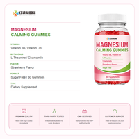 Gummies au magnésium et aux fraises avec vitamines B6, D3, L-théanine, camomille, sans sucre, supplément alimentaire à croquer, 60 gummies