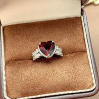 Penjualan Panas Cincin Model Perhiasan Mewah Wanita Potongan Hati Batu Permata Alami Perak Sterling 925 Dijual