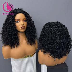 Perruque mi-tête 3-en-1 à <span class=keywords><strong>boucles</strong></span> Pixie, densité 250%, prête à porter, <span class=keywords><strong>avec</strong></span> bande de maintien, clips sans couture, sans colle, en cheveux humains - Product Image 2