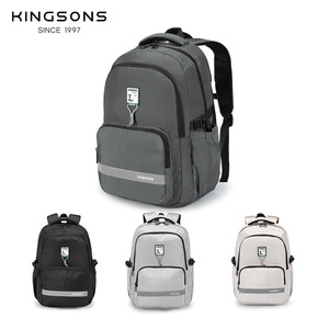 Kingsons <b>Backpack</b> Large Capacity Laptop Bag For Men Travel Casual Fashionable Gray <b>Black</b> White Off White Solid Color - Product Image 1