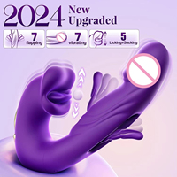 Vibromasseur 3-en-1 creux à battements pour point G, stimulation clitoridienne par léchage, morsure et claquement, jouet sexuel