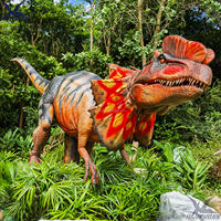 Patung Dinosaurus Animatronik Dilophosaurus Raksasa Berbahan Logam Ukuran Asli untuk Taman Hiburan, Pusat Perbelanjaan