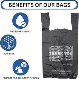 Bolsas de Plástico Biodegradables Tipo Camiseta para Llevar Comida de Restaurantes, Bolsas de Compras al por Mayor para Pequeños Negocios, PE - Product Image 3