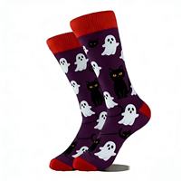 Chaussettes fantaisie à succès sur le thème d'Halloween, mi-mollet, imprimées crâne, chat noir, toile d'araignée, en coton, pour hommes, pour cosplay festif