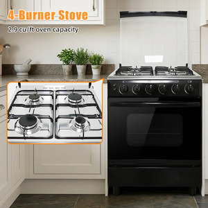 Estufa de <span class=keywords><strong>Gas</strong></span> Profesional Independiente con Horno, 4 Quemadores, Hierro, 23 Pulgadas, 10.88KW, Color Negro, Buen <span class=keywords><strong>Precio</strong></span> - Product Image 4