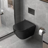Articles sanitaires européens modernes de luxe, cuvette de Wc murale matte noir blanc gris en céramique sans bord, toilettes murales suspendues
