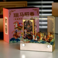 Calendrier de bureau lumineux 3D en papier découpé sur mesure, thème Cheval 2026, cadeau créatif artistique, souvenir d'entreprise