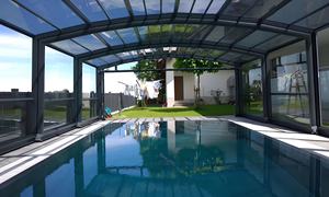 Couverture <span class=keywords><strong>de</strong></span> piscine <span class=keywords><strong>en</strong></span> verre trempé rétractable vente directe d'usine <span class=keywords><strong>toit</strong></span> télescopique Transparent pour appartement parc cour <span class=keywords><strong>plat</strong></span> - Product Image 3