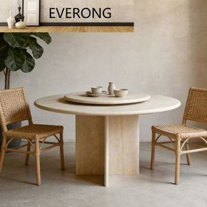 Tavoli da Pranzo in Travertino <span class=keywords><strong>Romano</strong></span> Fatti a Mano in Stile Nordico, Arredamento Moderno per la Casa - Product Image 5