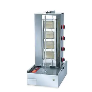 Automatische 3/4/5 Branders Döner Kebab Maker Commerciële Bbq Machine Rotisserie Outdoor Infrarood Kip Grill Shoarma Machine