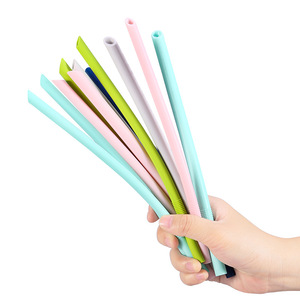 Silicone <b>Straws</b> <b>Reusable</b> Straight 250mm Large Diameter For Kids Drinks Bubble Tea Party Solid Color Dishwasher Safe - Product Image 4