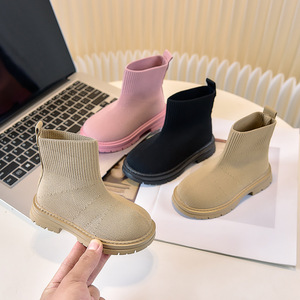 New Design Autumn Winter Children Knitted Flying Woven Shoes Soft Sole Fashion Casual Boots for Girls - Product Image 1