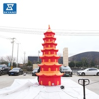 Modèle de pagode gonflable géant personnalisé, modèle de bâtiment de simulation, décoration publicitaire pour sites touristiques extérieurs