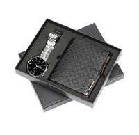 Ensemble cadeau de montre et portefeuille pour homme de luxe, boîte cadeau en cuir avec logo personnalisé, cadeau d'affaires, cadeau promotionnel pour les cadres