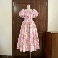 Robe trapèze imprimée à col carré et manches bouffantes pour femme, grande taille, nouveau style décontracté d'été, qualité supérieure, vente en gros pour boutiques