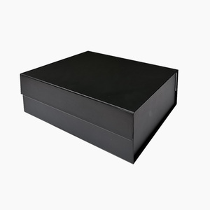 MOQ 1 piece 28*21*9.5cm black luxury gift foldable paper leather shoes box