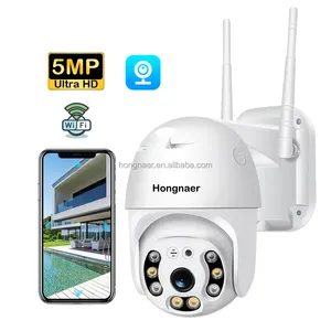 Hongnaer 5MP 무선 WiFi 스마트 CCTV 홈 비디오 네트워크 감시 IP PTZ 카메라 V380 Pro 360 야외 WiFi 보안 카메라