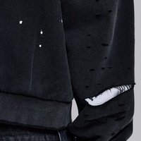 Sweat-shirts à capuche pour hommes, OEM, haute qualité, vente en gros, en coton épais, unis, coupe ample, épaules tombantes, avec fermeture éclair, doublure gaufrée, effet délavé à l'acide et usé