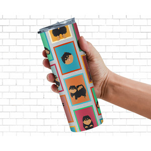 Vaso Delgado de Acero Inoxidable con Diseño de Pomerania en Negro y Marrón - Product Image 2