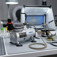 Mini compresseur d'air à piston à alimentation par gravité en cuivre, kit de pistolet de pulvérisation électrique, pompe portable pour la peinture et la réparation