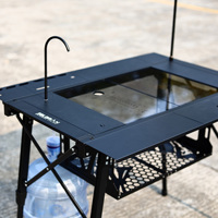 Meuble d'extérieur moderne en aluminium pour le camping, accessoire pliable, support peu profond suspendu, tables d'extérieur SOLOMAN SMT-IGT-A2