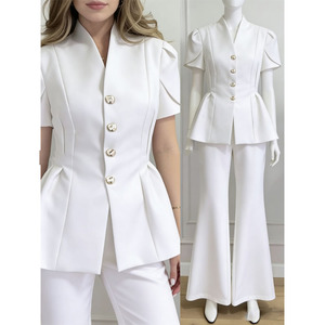Giacca Estiva Casual da <span class=keywords><strong>Donna</strong></span>, Top Femminile Fatto a Mano con Maniche Corte e Bottoni Vintage, Stile Retrò - Product Image 3
