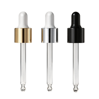 Pipettes compte-gouttes en verre cosmétique noir, or et argent avec tête en caoutchouc pour sérum et huile essentielle – Vente en gros