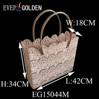 EG15044M-3 42X18X34CM Sac de plage rectangulaire en dentelle crochetée imperméable, cabas ajouré en dentelle, sac bandoulière, sac à main