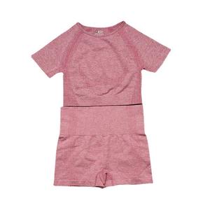 Conjunto de Yoga Benitez de Punto Sin Costuras para Mujer, Manga Corta de Secado Rápido y Pantalones Cortos de Cintura Alta, Conjunto Deportivo Ajustado de 2 Piezas - Product Image 2