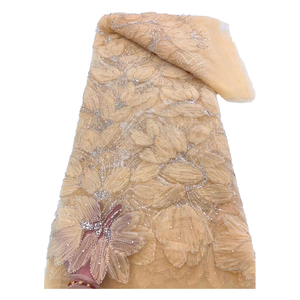 Ni. Ai Chất lượng cao đính cườm ren pháp Net ren chuỗi Bridal Tulle Ren Vải cho phụ nữ bên Dress - Product Image 6