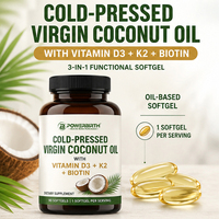 Capsules de Vitamine D3 K2, Huile de Coco Vierge Pressée à Froid, Gummies et Gélules Molles avec Vitamine D3 + K2 + Biotine