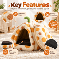 Lit pour chat en forme de citrouille, confortable et moelleux, avec coussin amovible, pour l'hiver, pour chats d'intérieur