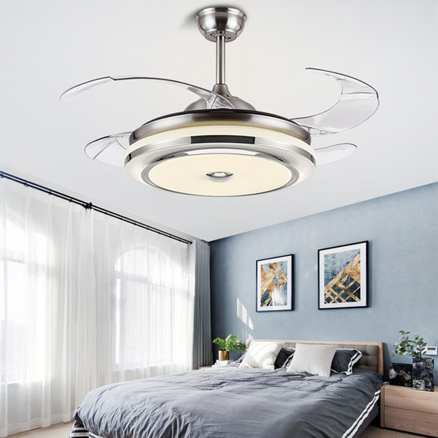 Reversible BLDC Motor Ceiling Fan Lamp Blue-tooth Music LED RGB Retractable Modern Ceiling Fan with Light and Remote Control