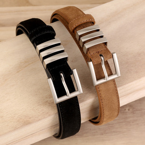 Cinturón de Cuero de Gamuza de Alta Gama para Mujer, Cinturón Versátil con Hebilla Plateada - Product Image 1