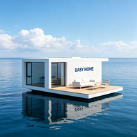 Maison flottante compacte de 20 pieds, cabine modulaire préfabriquée pour maison de vacances sur lac ou rivière