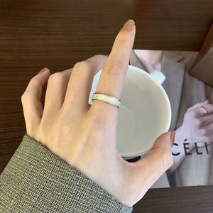 夏季波浪和云对戒指彩画珐琅白色天空蓝色不锈钢18k金女孩戒指不褪色 - Product Image 4