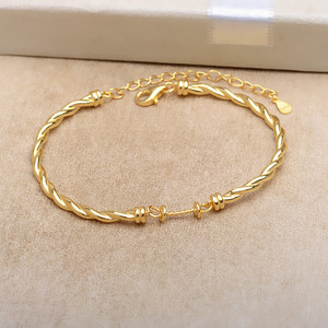 DIY Style Through Hole <b>Beaded</b> <b>Bracelet</b> for Women S925 <b>Silver</b> Smooth Surface Versatile Simple Design for Fried Dough Twists - Product Image 3